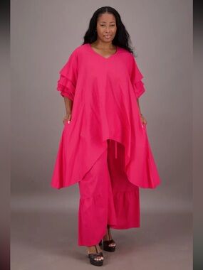 Advance Apparels Hot Pink Flowing Tunic and Pants Set